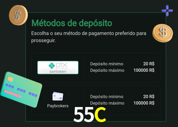 O cassino 55Cbet oferece uma grande variedade de métodos de pagamento